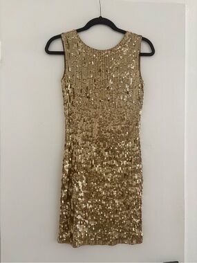 Michael Kors Gold Sequin Mini Sheath Dress